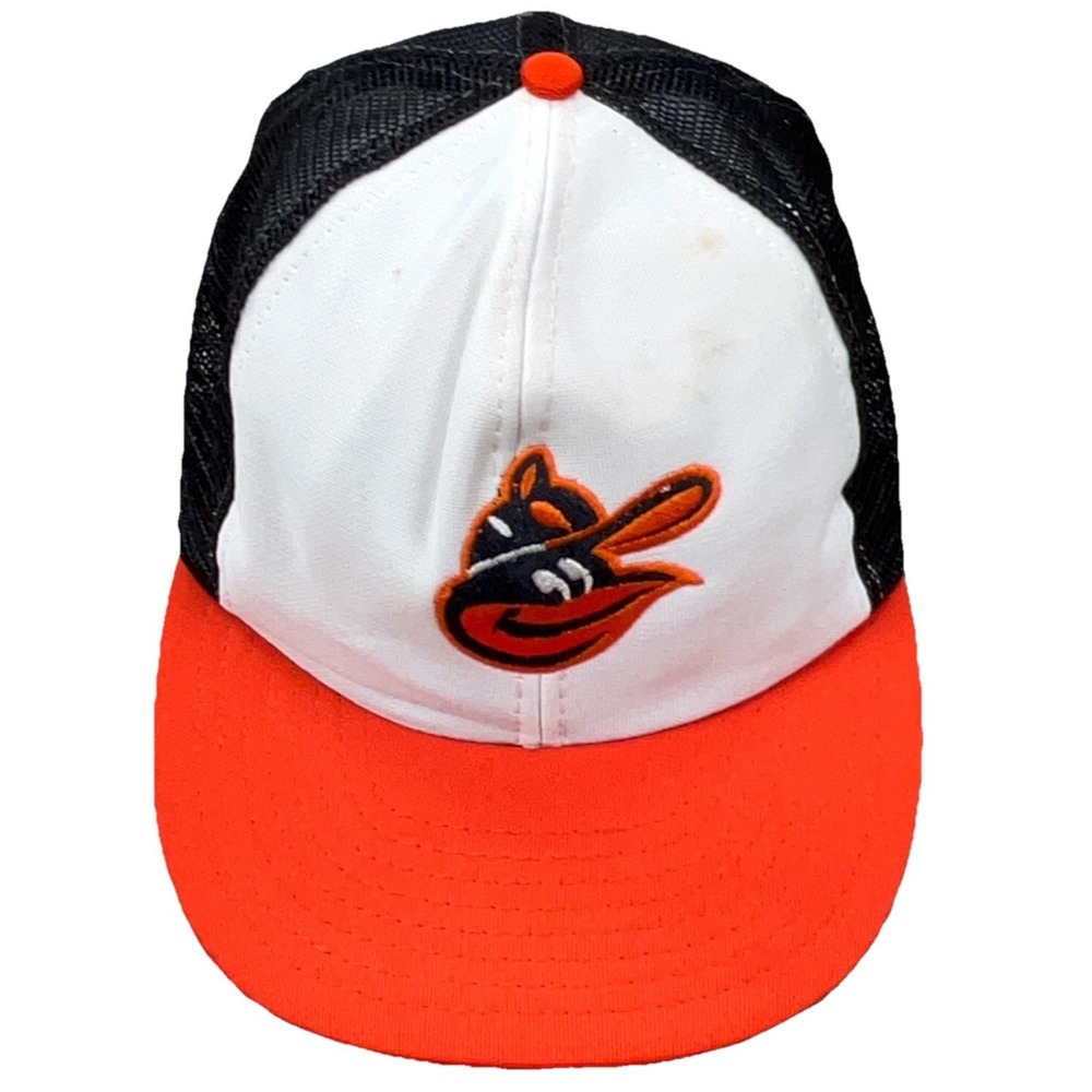 Vintage Baltimore‎ Orioles Trucker Hat Cap Snapback Black Orange Mesh 90s MLB